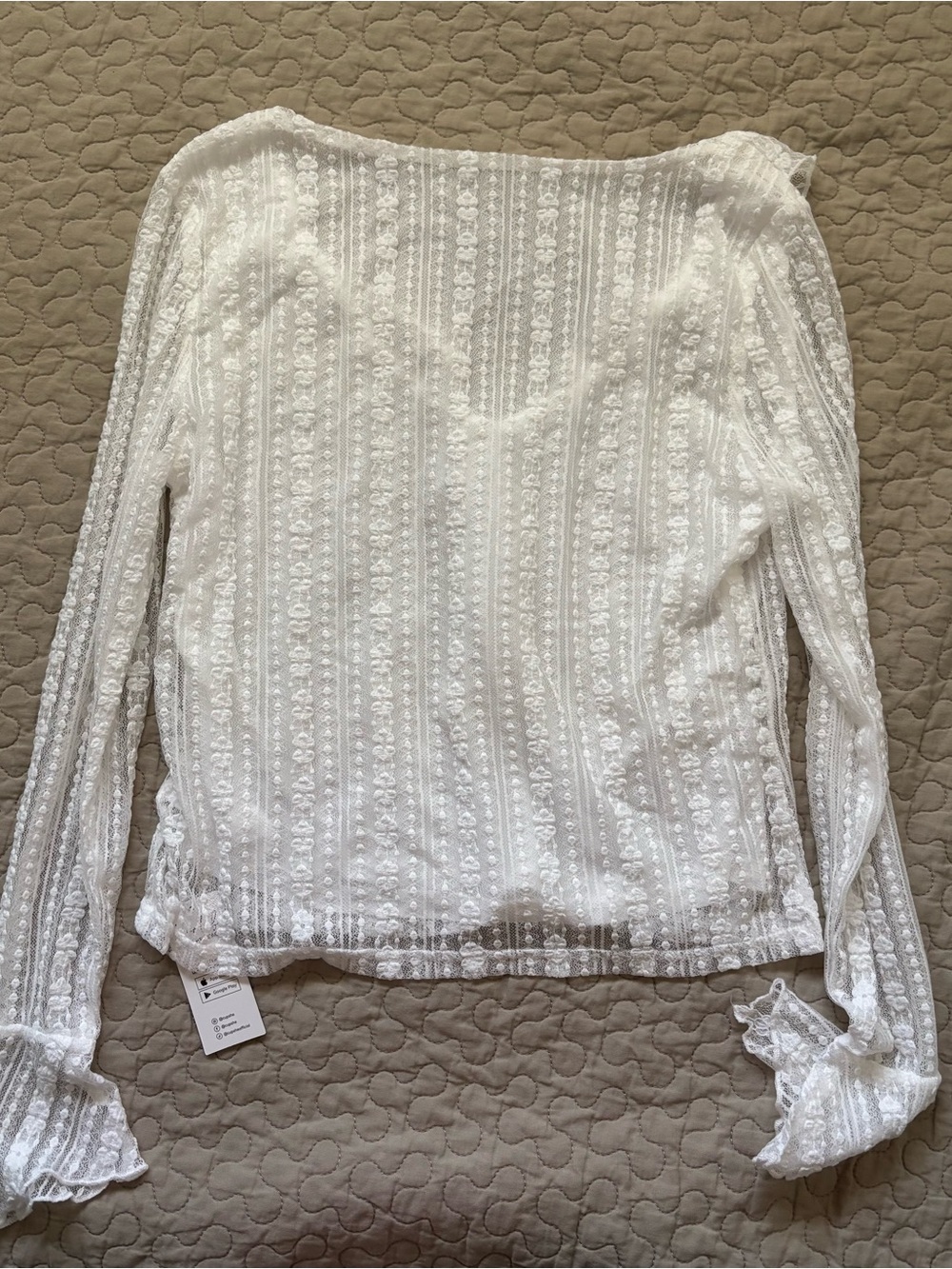 Cupshe White Ruffled V-Neck Sheer Knit Blouse - Picture 6 of 10
